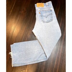 Levi's 517 Bootcut Jeans Women 33 Light Blue Fair Distressed Orange Tab Patch